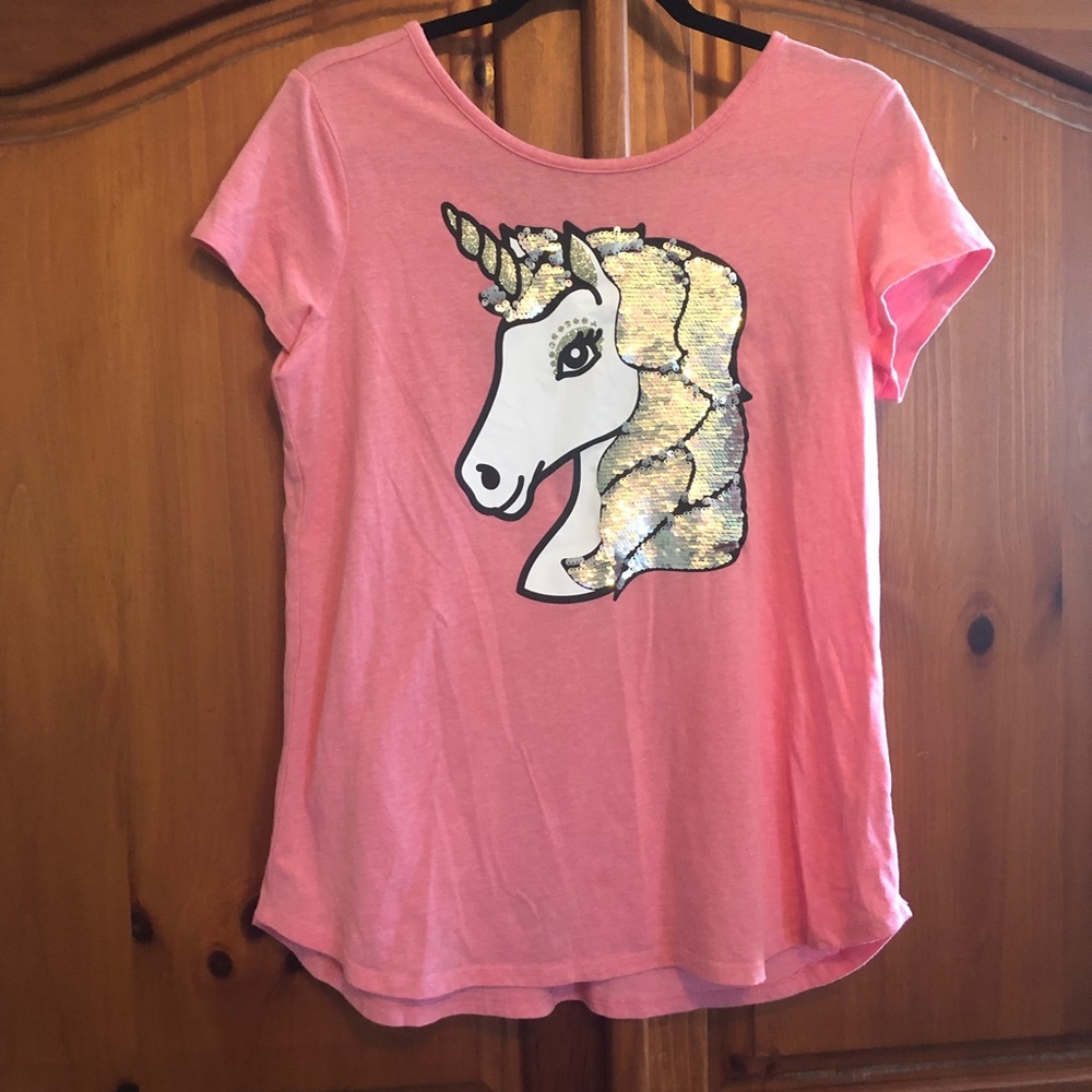 Girls Unicorn Sequin top